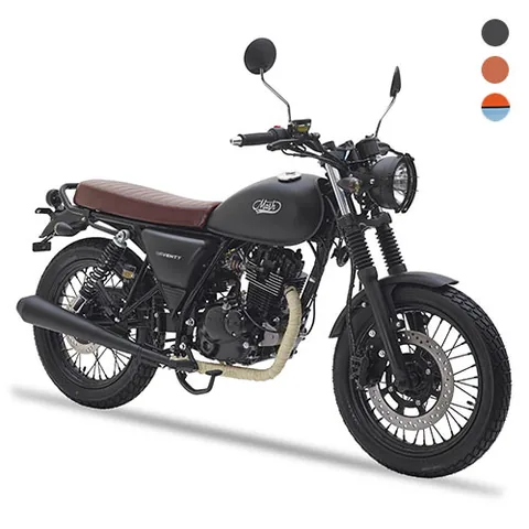Mash Seventy 125 Retro-Motorrad in Schwarz mit braunem Sattel